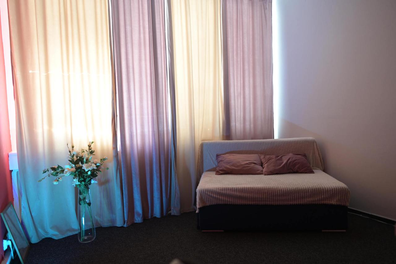Bedroom set · soft daylight curtains