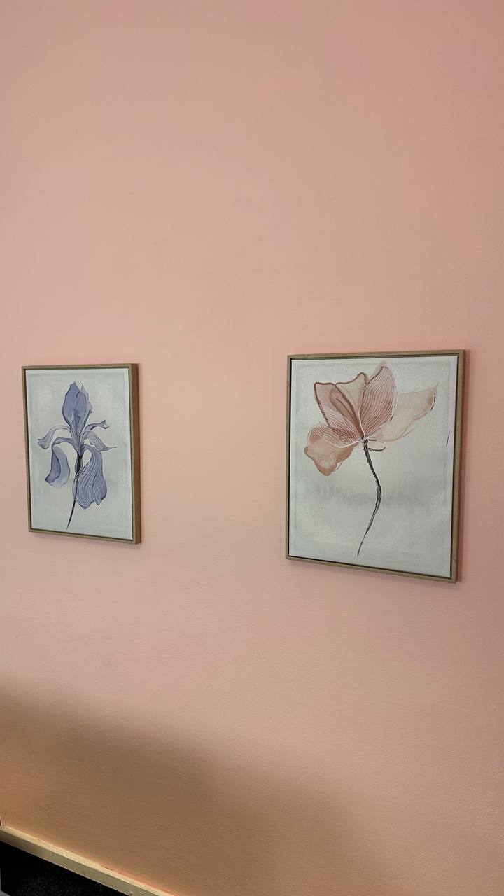 Pink wall · framed floral art