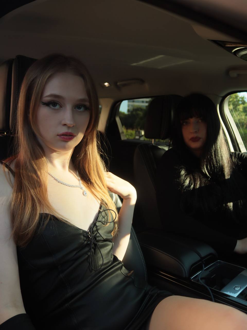 In-car portrait · leather & warm light