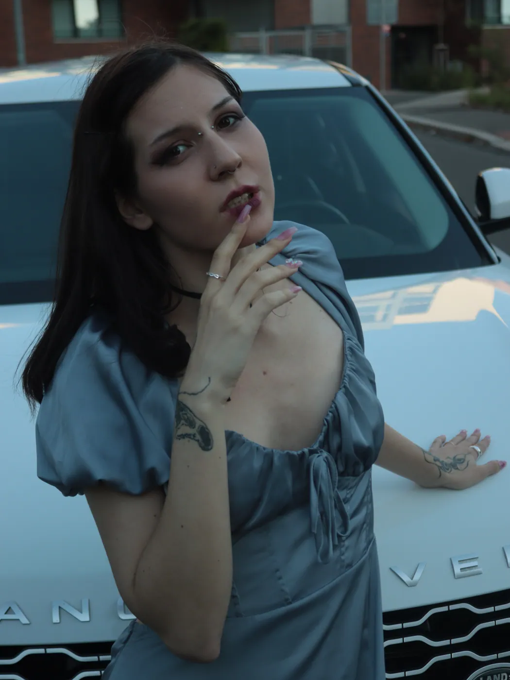 Range Rover shoot · blue satin look